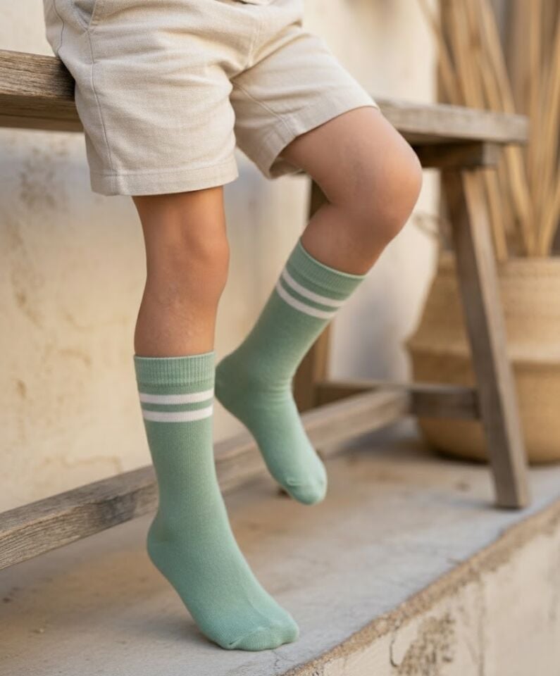 Çizgili Çocuk Dizaltı Çorap