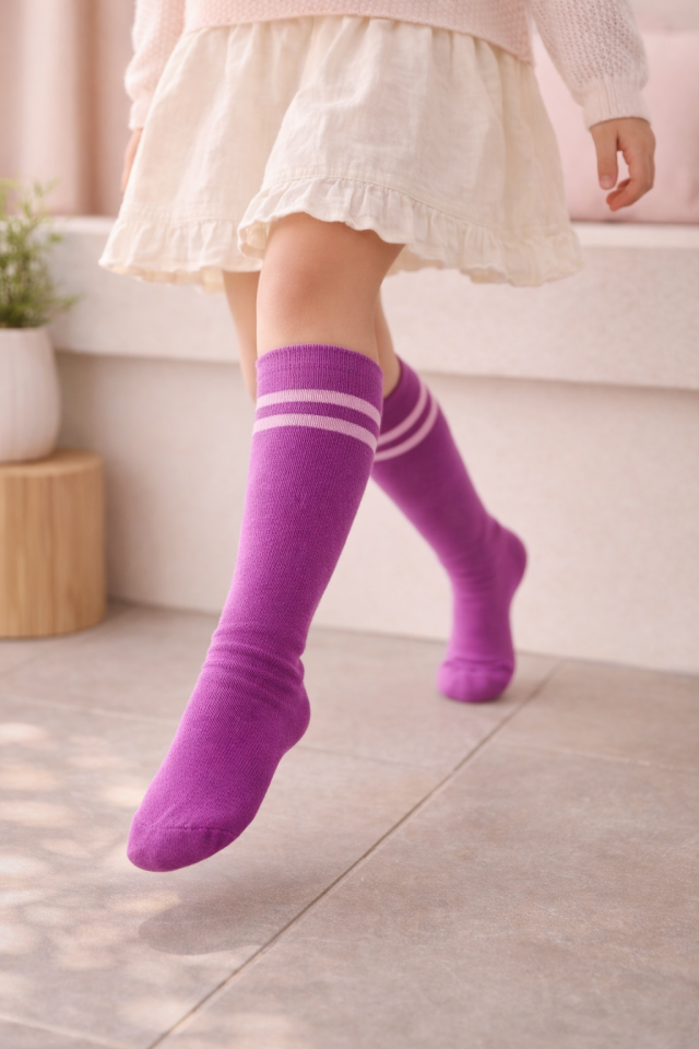 Çizgili Çocuk Dizaltı Çorap