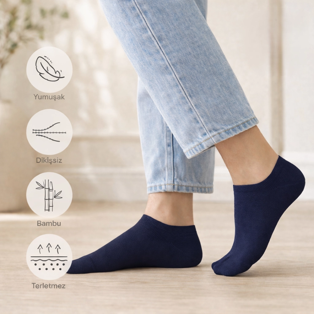 Baff Bambu LacivertPatik Çorap 7’li Paket Unisex