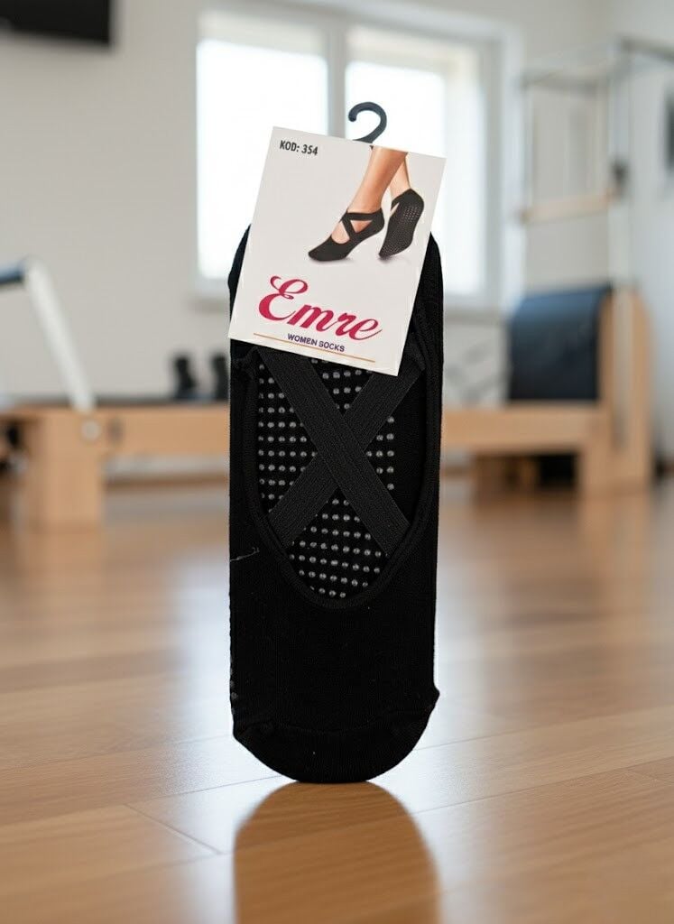 Siyah Çapraz Pilates&Yoga Çorabı