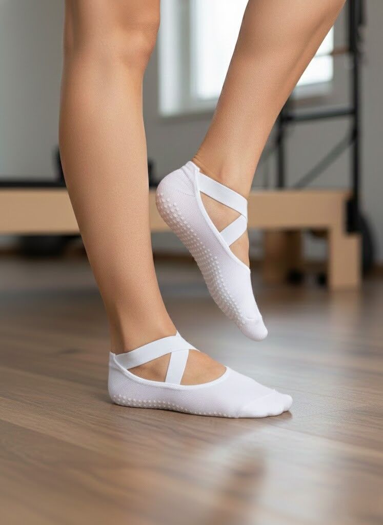 Beyaz Çapraz Pilates&Yoga Çorabı
