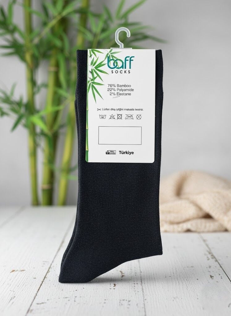 Baff Bambu Siyah Yazlık Erkek Çorap