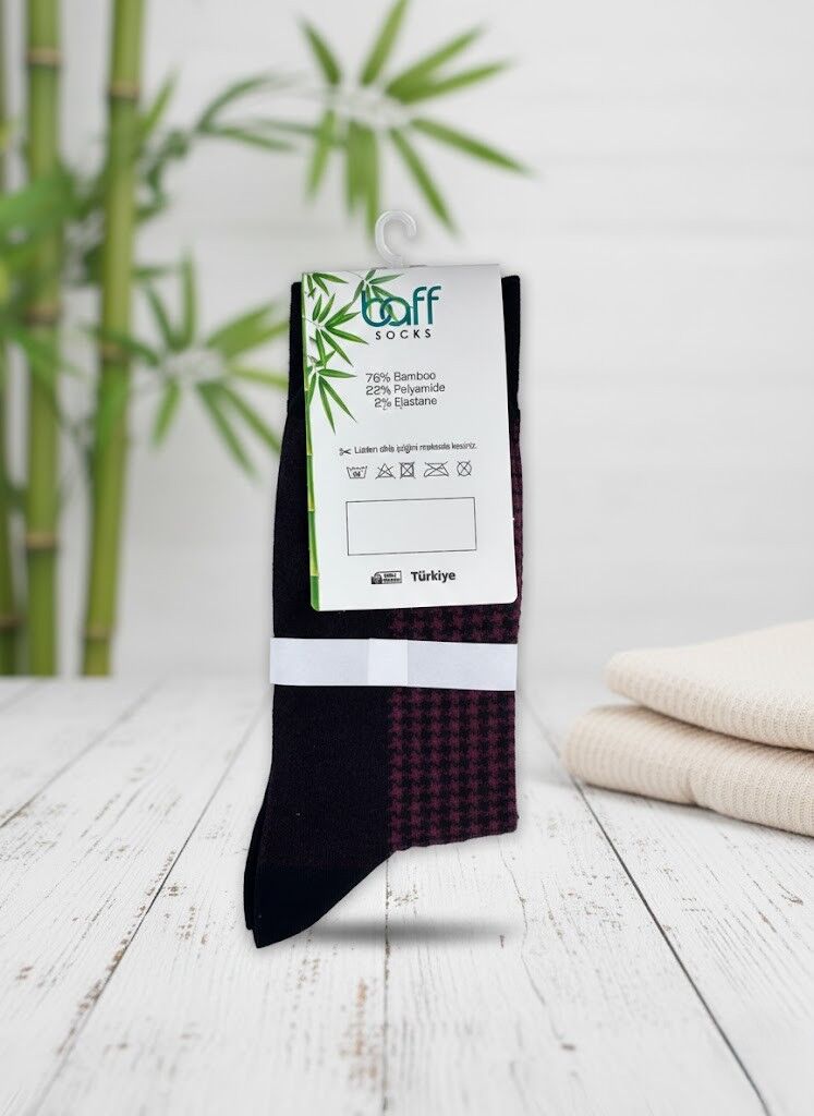 Baff Bambu Bordo Desenli 4 Mevsim Erkek Çorap