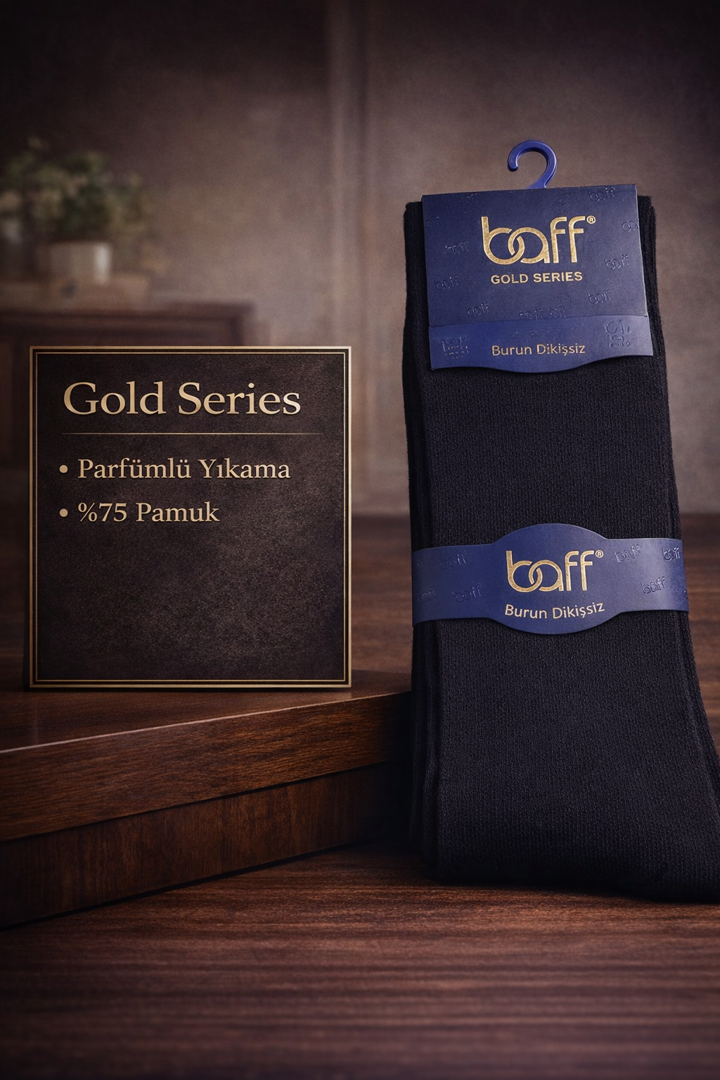 Baff Gold Pamuk 10’lu Siyah Erkek Çorap