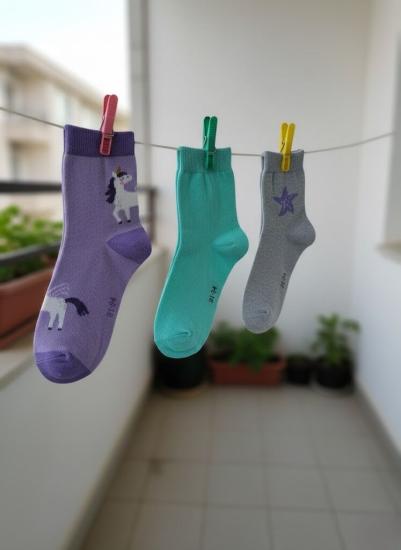 3’lü Kız Çocuk Çorap