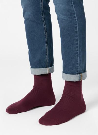 Bordo Dikişsiz Pamuklu Erkek Çorap