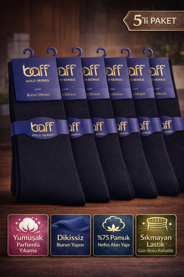 Baff Gold Pamuk 5’li Siyah Erkek Çorap