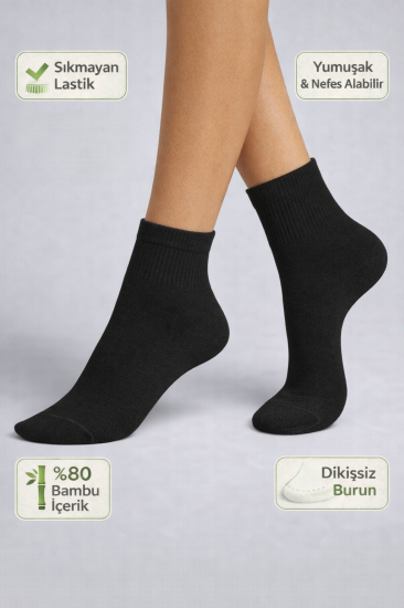 Baff Siyah Orta  Konç Patik (10’lu Paket)