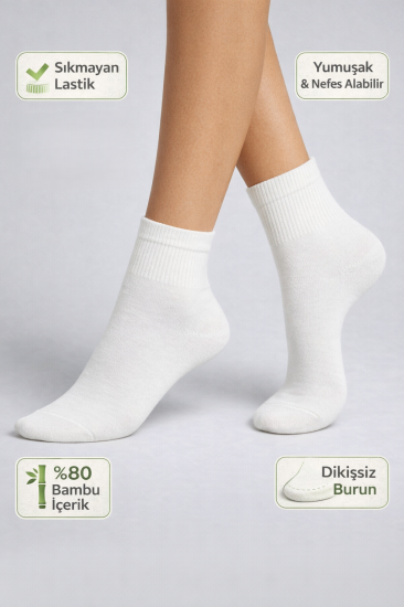 Baff Beyaz Orta  Konç Patik (10’lu Paket)