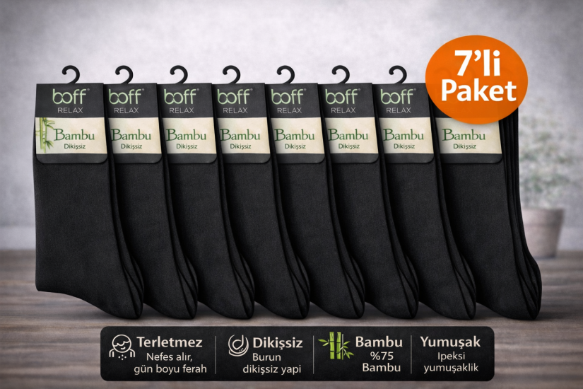 Baff Relax Erkek Bambu Çorap 7’li Paket (6 Renk)