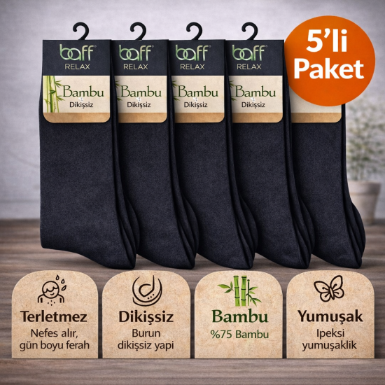 Baff Relax Erkek Bambu Çorap 5’li Paket (6 Renk)