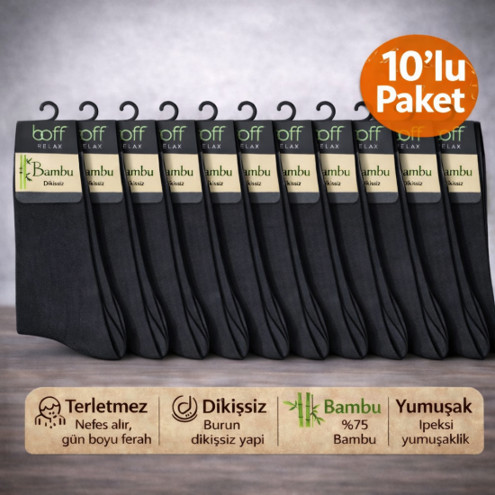 Baff Relax Erkek Bambu Çorap 10’lu Paket (6 Renk)